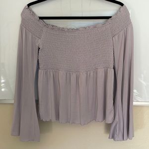 American Eagle Off-the-Shoulder Blouse, Boho-Style, Lavender, Size: Women’s M